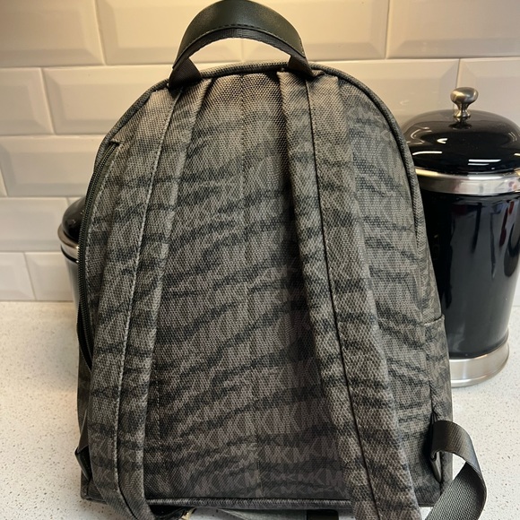Michael Kors Olive Drab Signature Pattern Backpack with Brass Chain Hardware